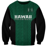 Hawaii Volleyball Sweatshirt Hawaiian Kakau Green Style LT14 Unisex Green - Polynesian Pride