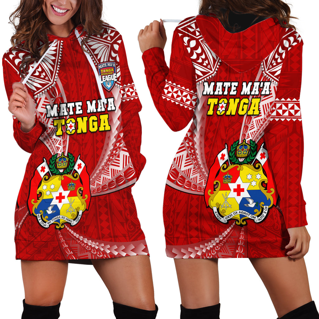 Tonga Rugby Hoodie Dress Mate Maa Tonga Pacific Tongan Ngatu LT14 Red - Polynesian Pride