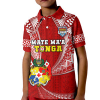 Tonga Rugby Kid Polo Shirt Mate Maa Tonga Pacific Tongan Ngatu LT14 Kid Red - Polynesian Pride