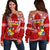 Tonga Rugby Off Shoulder Sweater Mate Maa Tonga Pacific Tongan Ngatu LT14 Women Red - Polynesian Pride