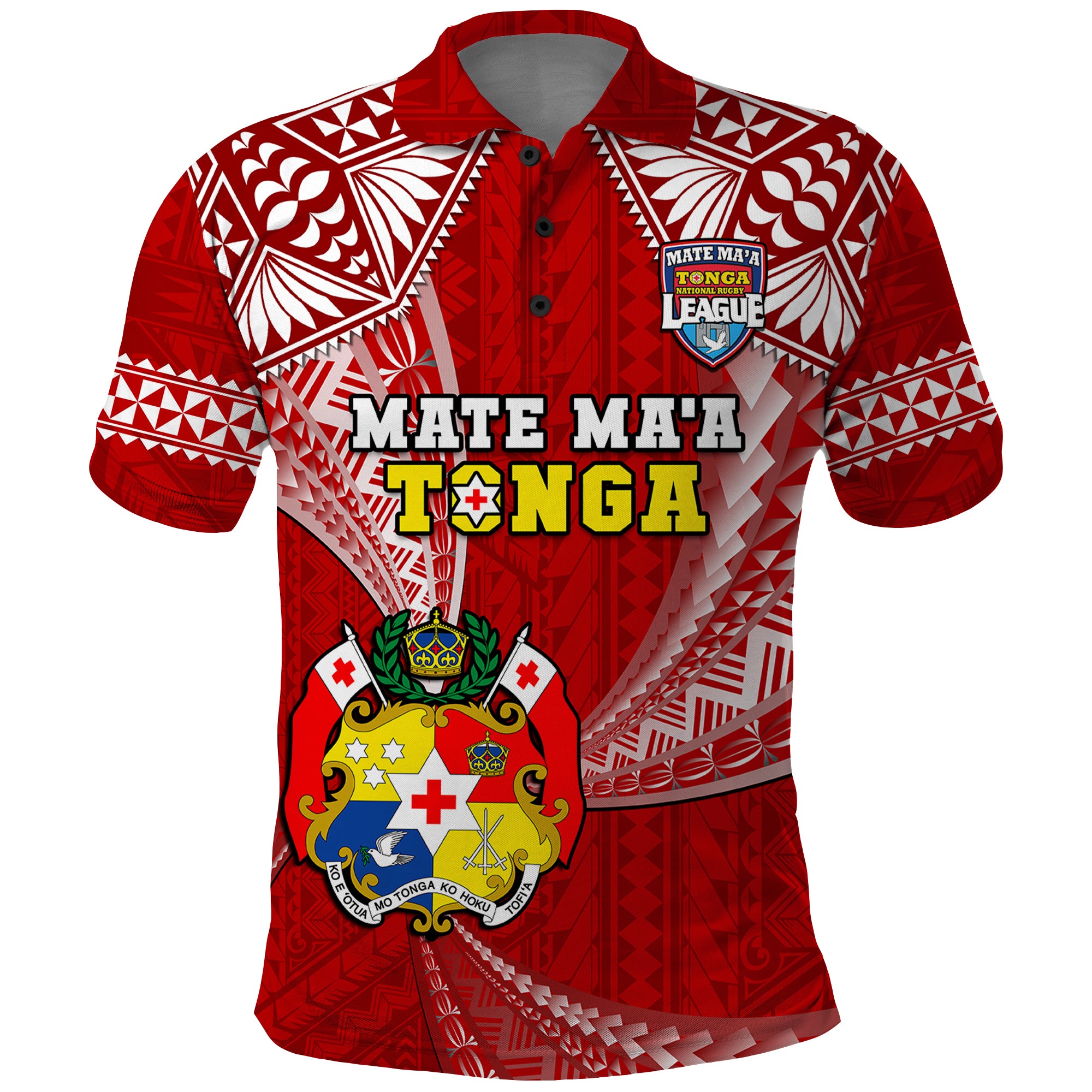 Tonga Rugby Polo Shirt Mate Maa Tonga Pacific Tongan Ngatu LT14 Red - Polynesian Pride