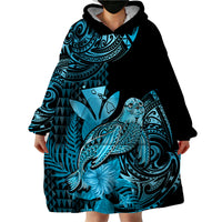 (Custom Personalised) Hawaii Monk Seal Wearable Blanket Hoodie Polynesian Kakau With Kanaka Turquoise LT14 - Polynesian Pride