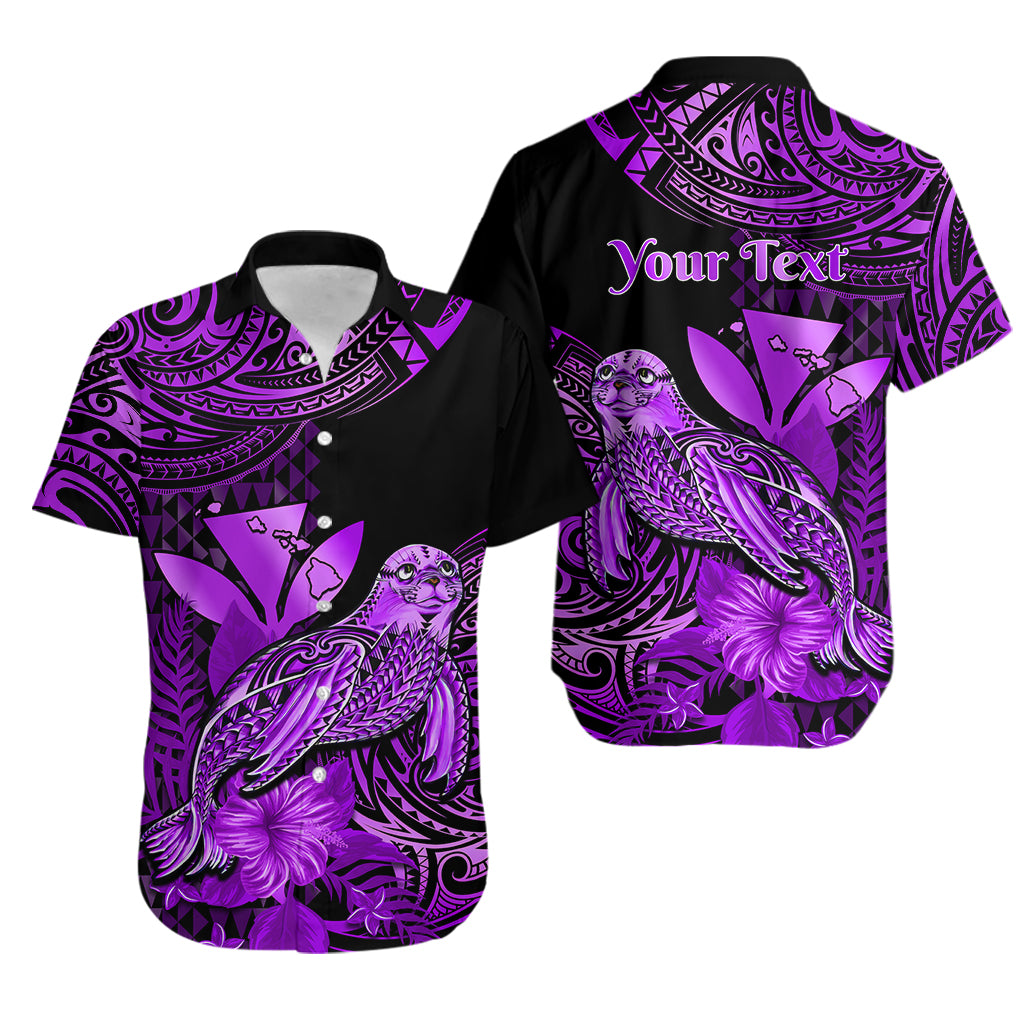 (Custom Personalised) Hawaii Monk Seal Hawaiian Shirt Polynesian Kakau With Kanaka Purple LT14 Purple - Polynesian Pride