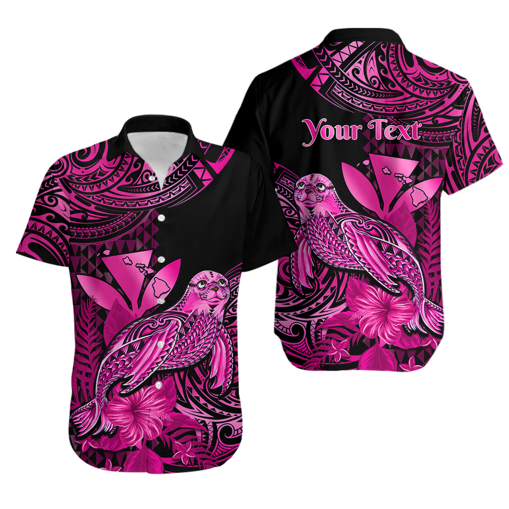 (Custom Personalised) Hawaii Monk Seal Hawaiian Shirt Polynesian Kakau With Kanaka Pink LT14 Pink - Polynesian Pride