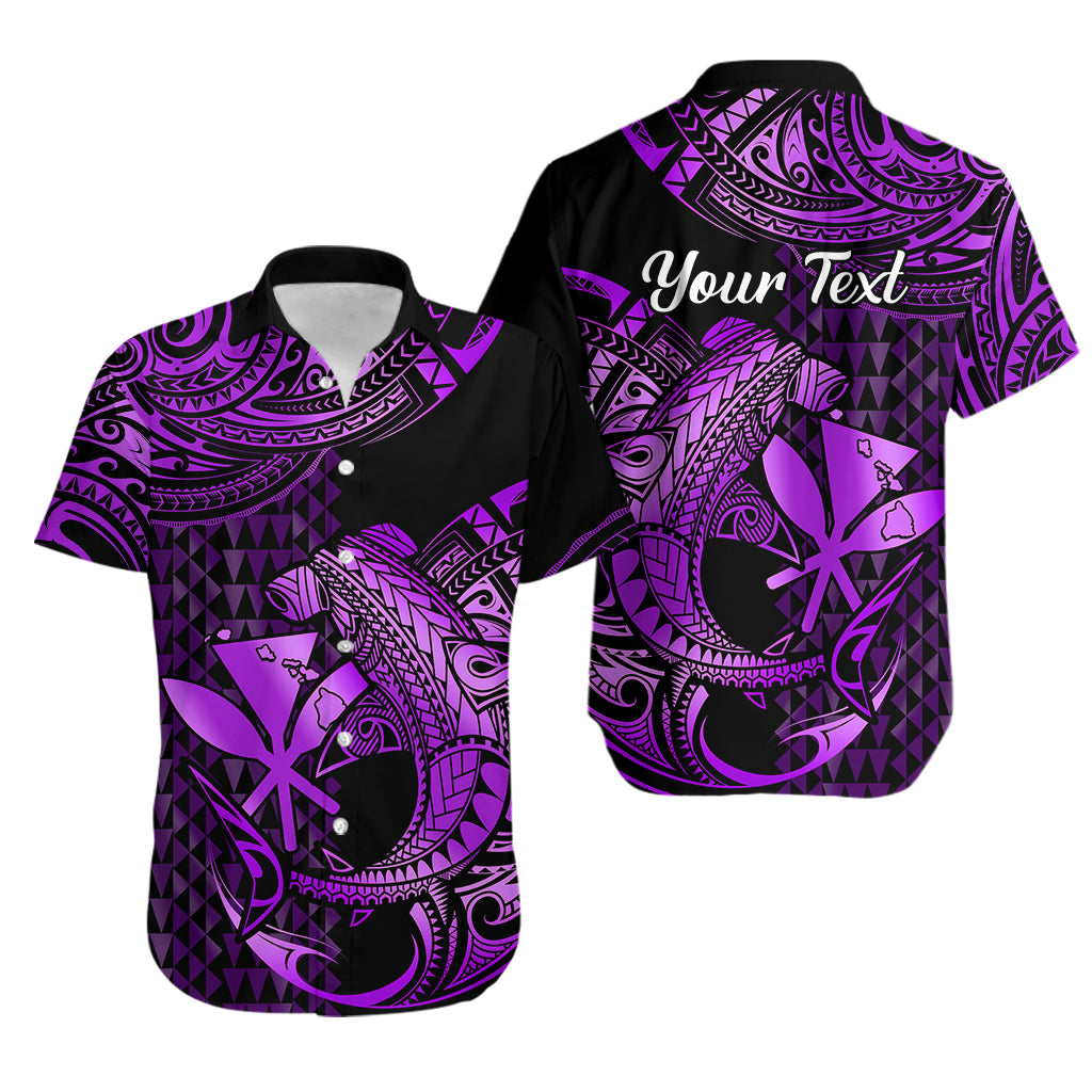 (Custom Personalised) Hawaii Hammerhead Shark Hawaiian Shirt Polynesian Kakau With Kanaka Purple LT14 Purple - Polynesian Pride