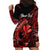 (Custom Personalised) Hawaii Hammerhead Shark Hoodie Dress Polynesian Kakau With Kanaka Red LT14 - Polynesian Pride