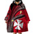 Wallis And Futuna Wearable Blanket Hoodie Plumeria Flowers With Red Polynesian Pattern LT14 - Polynesian Pride