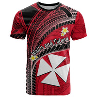 Custom Wallis and Futuna T Shirt Plumeria Flowers With Red Polynesian Pattern LT14 Red - Polynesian Pride