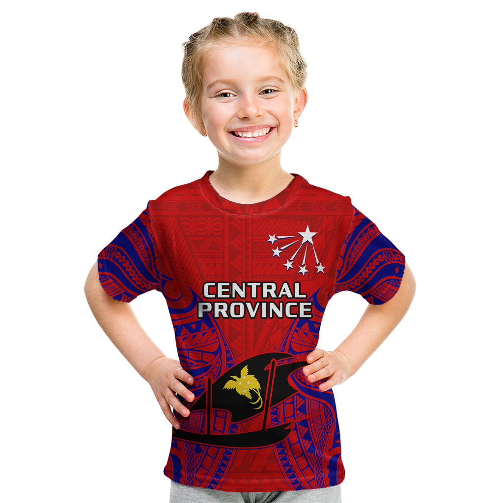 Papua New Guinea Kid T Shirt Central Province Mix Coat Of Arms Polynesian Art LT14 - Polynesian Pride
