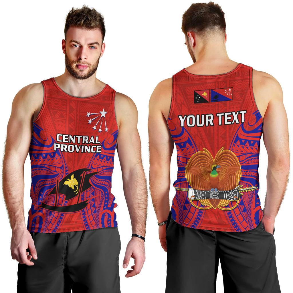 (Custom Personalised) Papua New Guinea Men Tank Top Central Province Mix Coat Of Arms Polynesian Art LT14 - Polynesian Pride