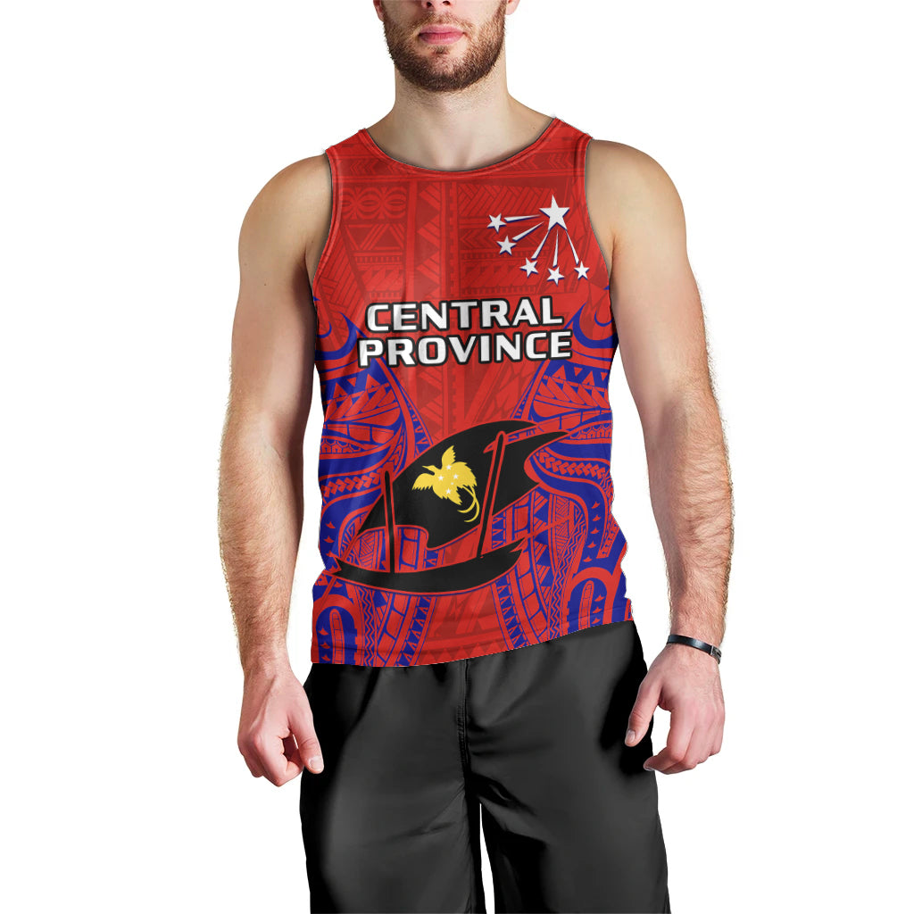 (Custom Personalised) Papua New Guinea Men Tank Top Central Province Mix Coat Of Arms Polynesian Art LT14 - Polynesian Pride