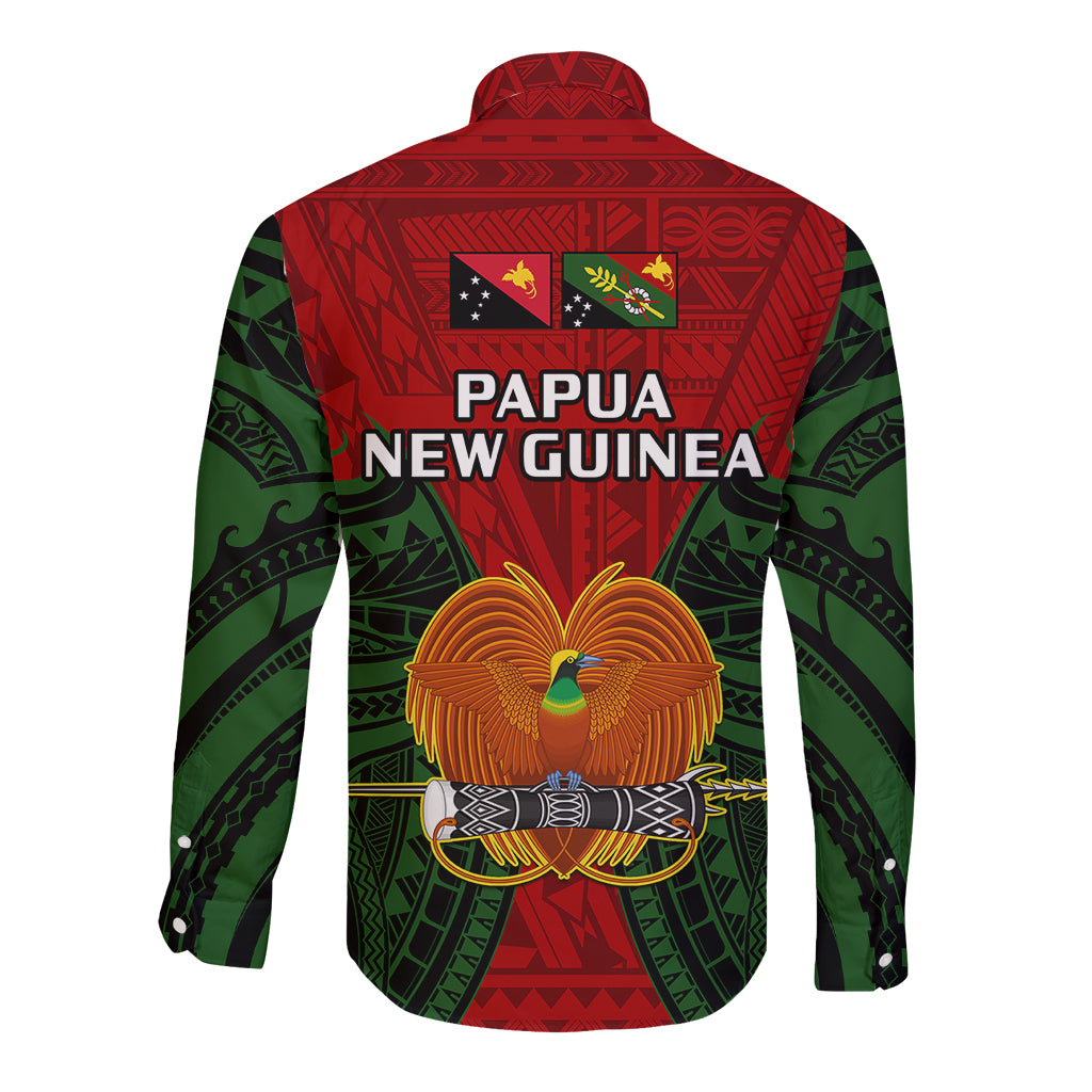 Papua New Guinea Long Sleeve Button Shirt Chimbu Province Mix Coat Of Arms Polynesian Art LT14 - Polynesian Pride