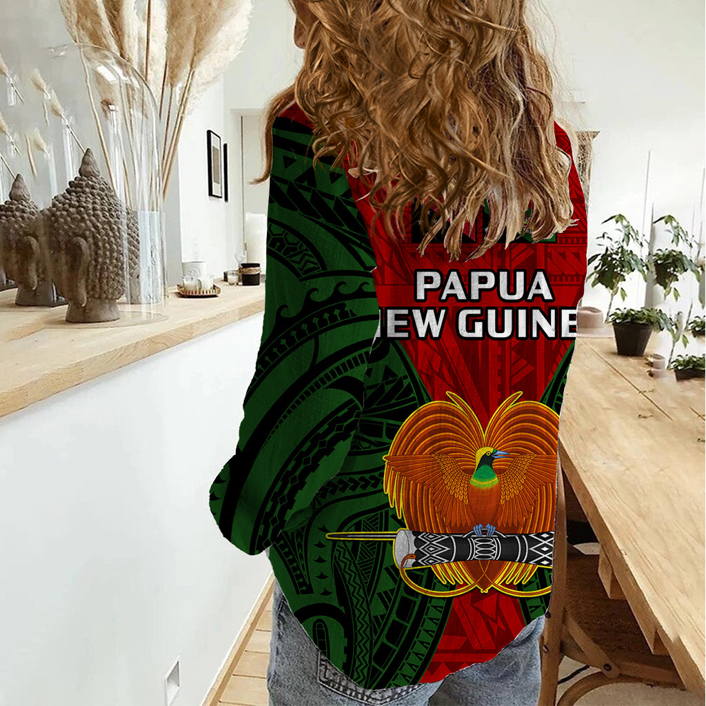 Papua New Guinea Women Casual Shirt Chimbu Province Mix Coat Of Arms Polynesian Art LT14 - Polynesian Pride