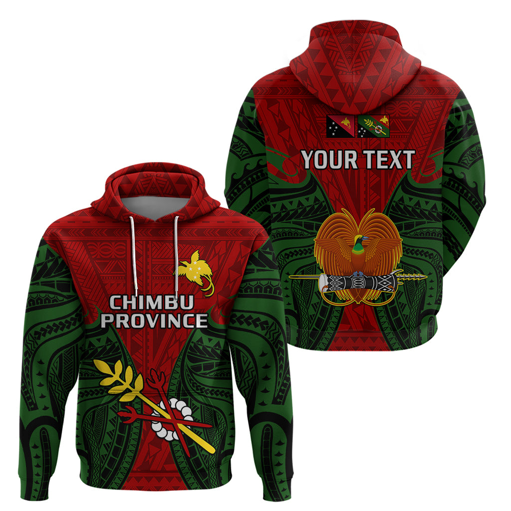 Custom Papua New Guinea Hoodie Chimbu Province Mix Coat of Arms Polynesian Art LT14 Pullover Hoodie Red - Polynesian Pride