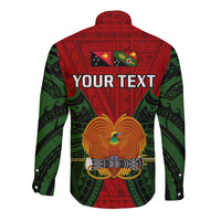 (Custom Personalised) Papua New Guinea Long Sleeve Button Shirt Chimbu Province Mix Coat Of Arms Polynesian Art LT14 - Polynesian Pride