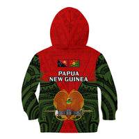 Papua New Guinea Kid Hoodie Eastern Highlands Province Mix Coat Of Arms Polynesian Art LT14 Zip Hoodie Red - Polynesian Pride