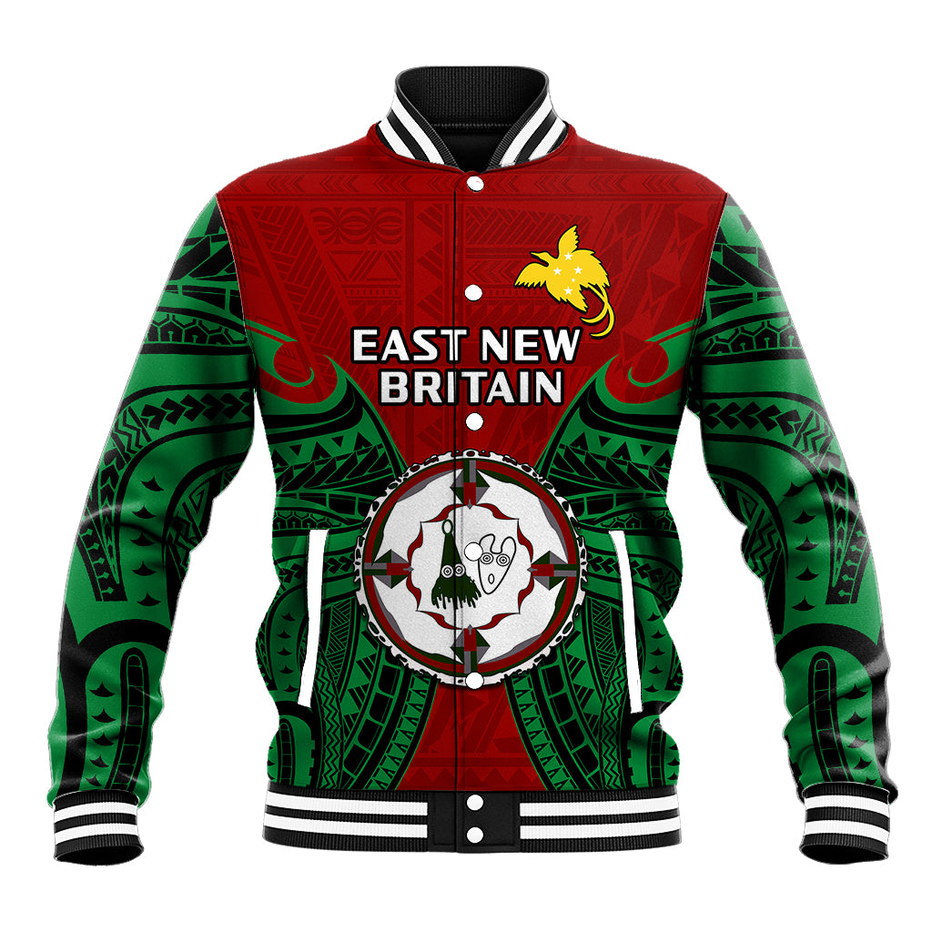 Papua New Guinea Baseball Jacket East New Britain Province Mix Coat Of Arms Polynesian Art LT14 Unisex Red - Polynesian Pride