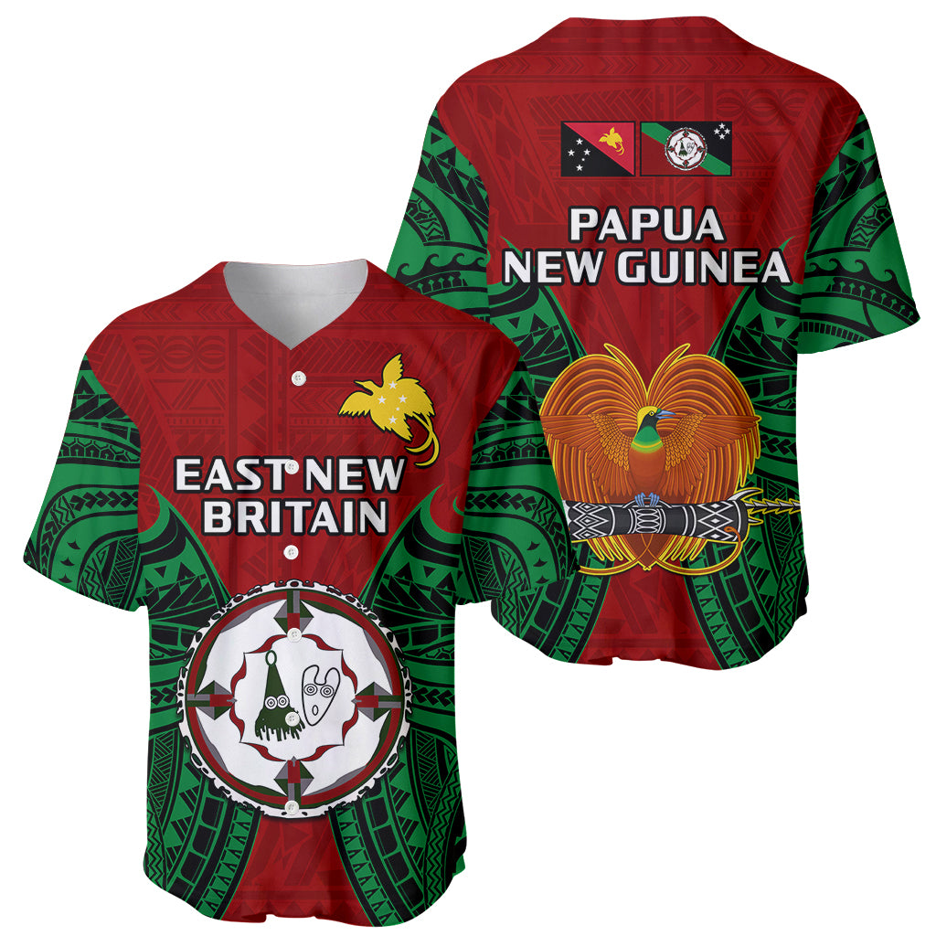 Papua New Guinea Baseball Jersey East New Britain Province Mix Coat Of Arms Polynesian Art LT14 Red - Polynesian Pride