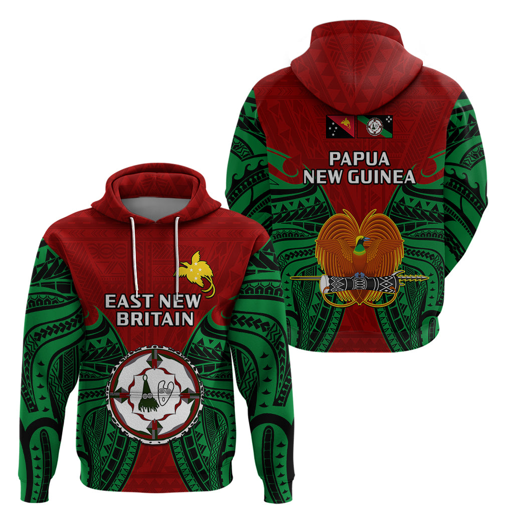 Papua New Guinea Hoodie East New Britain Province Mix Coat of Arms Polynesian Art LT14 Red - Polynesian Pride