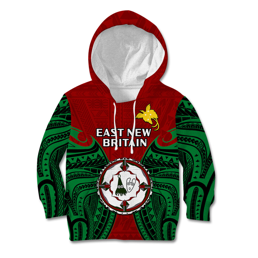 Papua New Guinea Kid Hoodie East New Britain Province Mix Coat Of Arms Polynesian Art LT14 Hoodie Red - Polynesian Pride