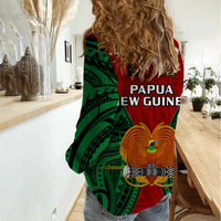 Papua New Guinea Women Casual Shirt East New Britain Province Mix Coat Of Arms Polynesian Art LT14 - Polynesian Pride