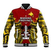 Papua New Guinea Baseball Jacket Madang Province Mix Coat Of Arms Polynesian Art LT14 Unisex Red - Polynesian Pride