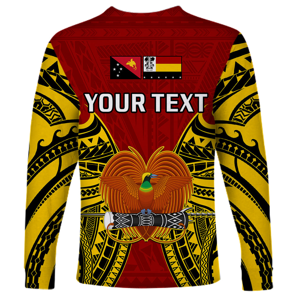 (Custom Personalised) Papua New Guinea Long Sleeve Shirt Madang Province Mix Coat Of Arms Polynesian Art LT14 - Polynesian Pride
