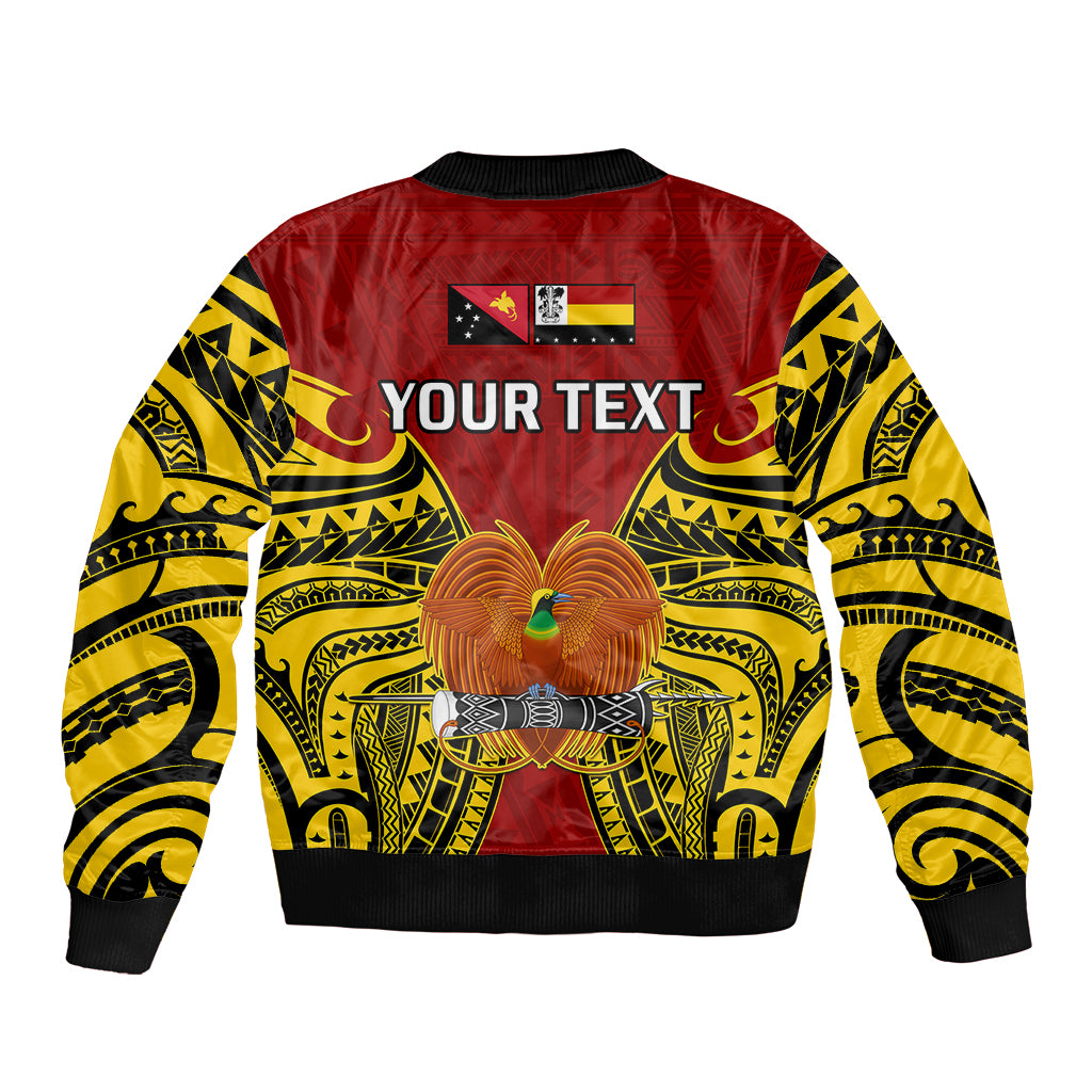 (Custom Personalised) Papua New Guinea Sleeve Zip Bomber Jacket Madang Province Mix Coat Of Arms Polynesian Art LT14 - Polynesian Pride