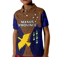 Papua New Guinea Kid Polo Shirt Manus Province Mix Coat Of Arms Polynesian Art LT14 Kid Brown - Polynesian Pride