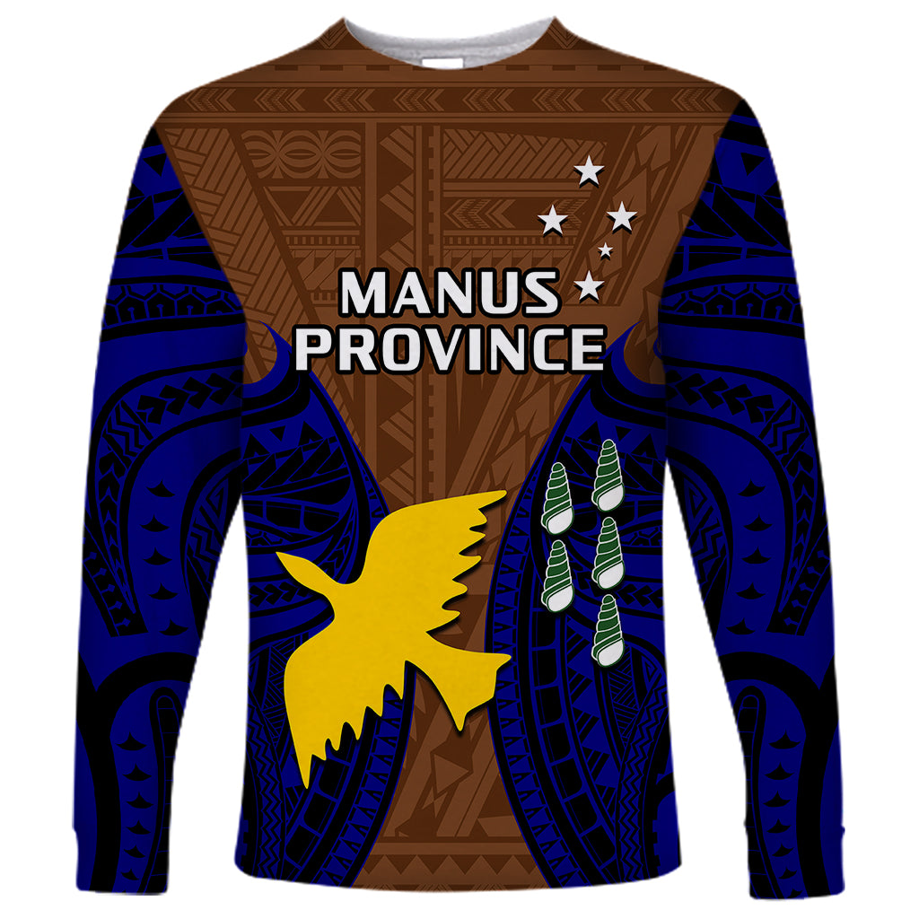 Papua New Guinea Long Sleeve Shirt Manus Province Mix Coat Of Arms Polynesian Art LT14 Unisex Brown - Polynesian Pride