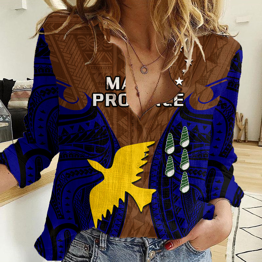 Papua New Guinea Women Casual Shirt Manus Province Mix Coat Of Arms Polynesian Art LT14 Female Brown - Polynesian Pride