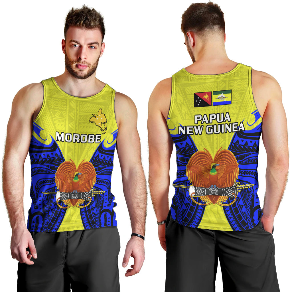 Papua New Guinea Men Tank Top Morobe Province Mix Coat Of Arms Polynesian Art LT14 - Polynesian Pride