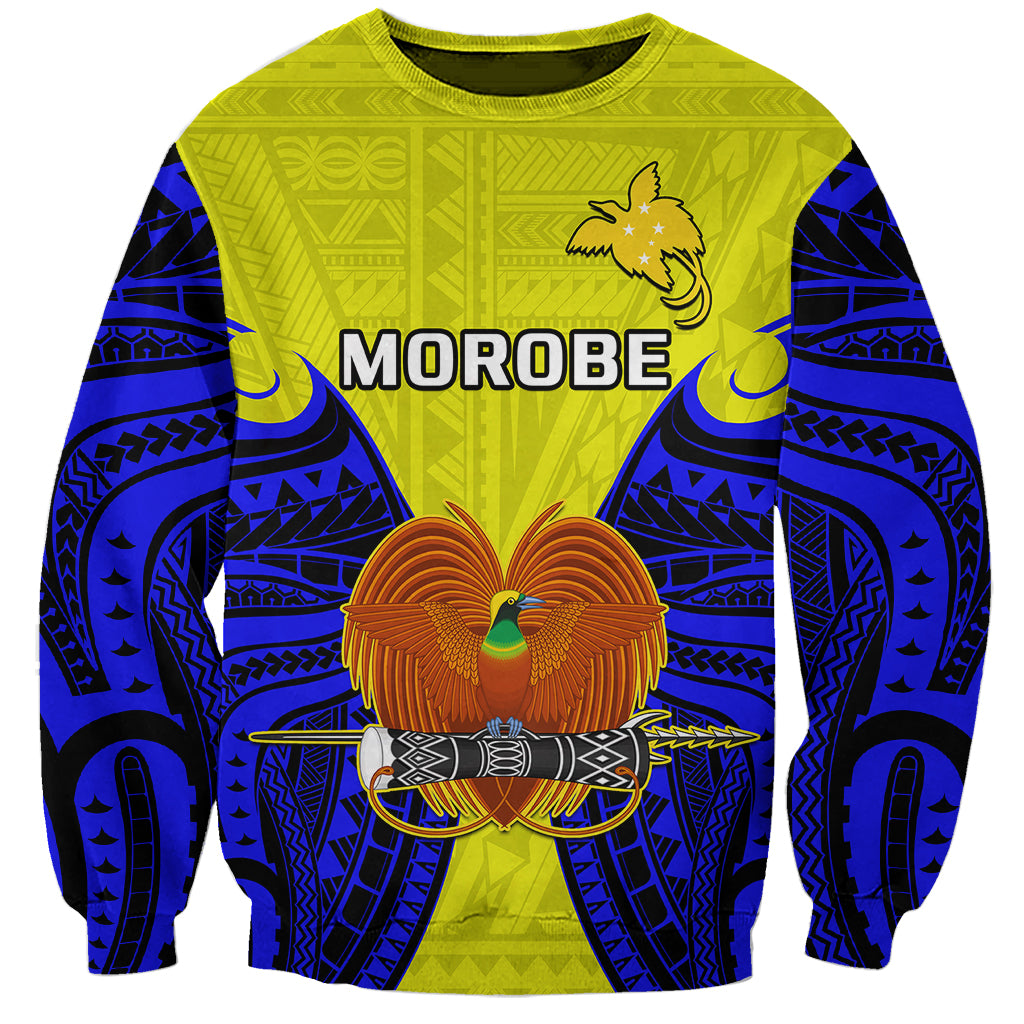Papua New Guinea Sweatshirt Morobe Province Mix Coat Of Arms Polynesian Art LT14 Unisex Yellow - Polynesian Pride