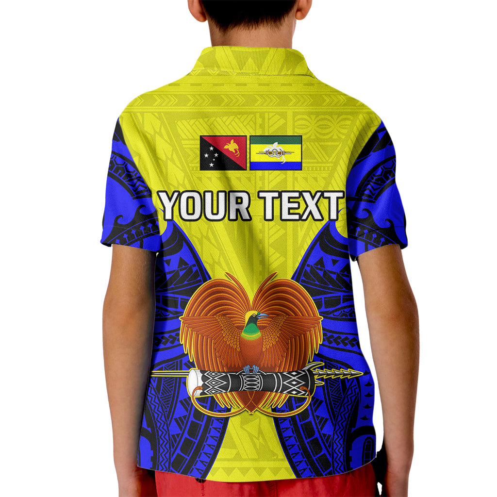 (Custom Personalised) Papua New Guinea Kid Polo Shirt Morobe Province Mix Coat Of Arms Polynesian Art LT14 - Polynesian Pride