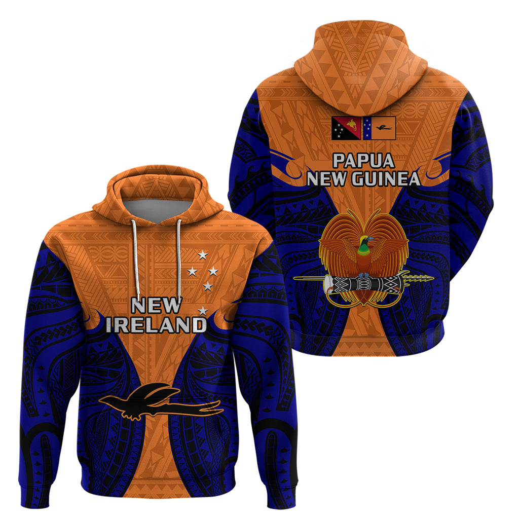 Papua New Guinea Hoodie New Ireland Province Mix Coat of Arms Polynesian Art LT14 Orange - Polynesian Pride