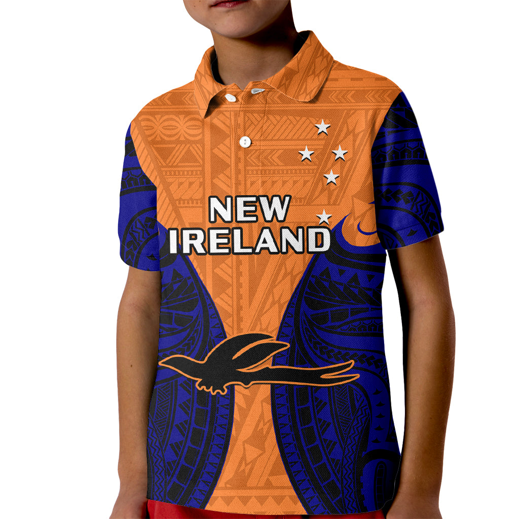 Papua New Guinea Kid Polo Shirt New Ireland Province Mix Coat Of Arms Polynesian Art LT14 Kid Orange - Polynesian Pride
