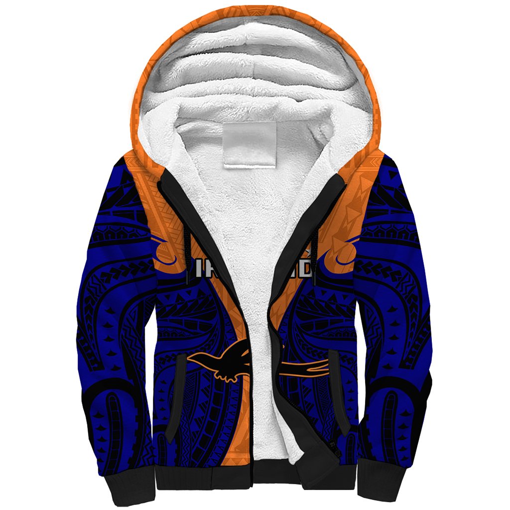 Papua New Guinea Sherpa Hoodie New Ireland Province Mix Coat Of Arms Polynesian Art LT14 Unisex Orange - Polynesian Pride