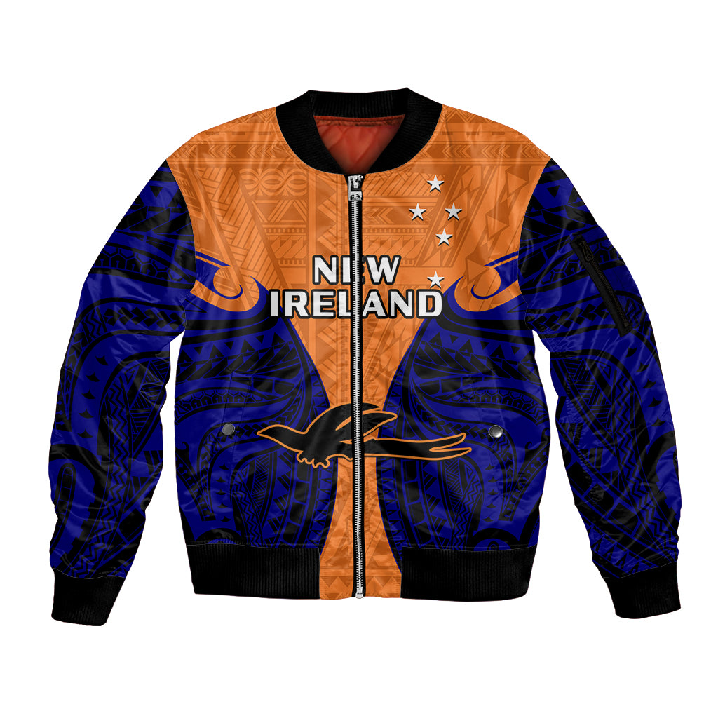 Papua New Guinea Sleeve Zip Bomber Jacket New Ireland Province Mix Coat Of Arms Polynesian Art LT14 Unisex Orange - Polynesian Pride