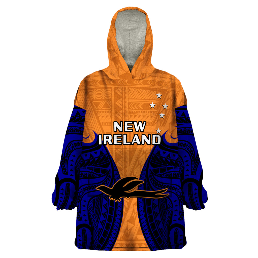 Papua New Guinea Wearable Blanket Hoodie New Ireland Province Mix Coat Of Arms Polynesian Art LT14 One Size Orange - Polynesian Pride