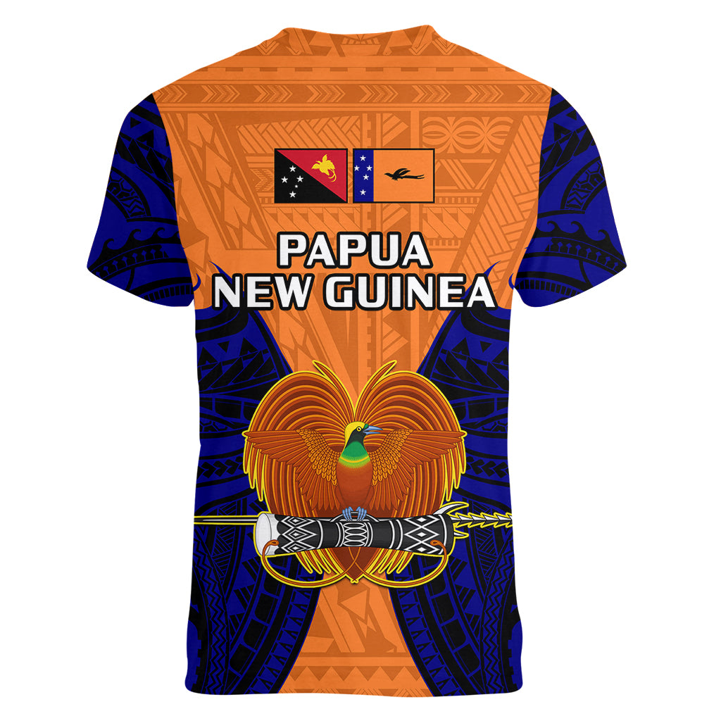 Papua New Guinea Women V Neck T Shirt New Ireland Province Mix Coat Of Arms Polynesian Art LT14 - Polynesian Pride