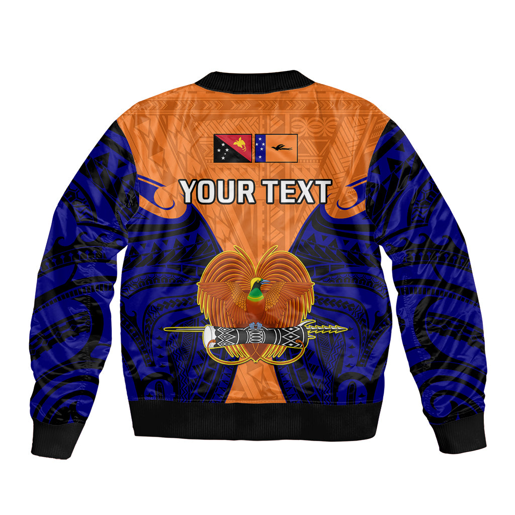 (Custom Personalised) Papua New Guinea Sleeve Zip Bomber Jacket New Ireland Province Mix Coat Of Arms Polynesian Art LT14 - Polynesian Pride