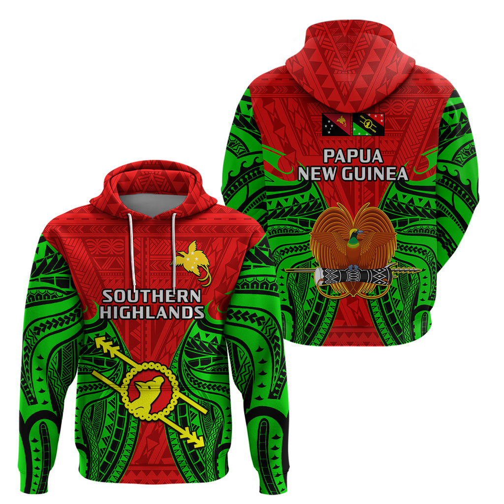 Papua New Guinea Hoodie Southern Highlands Province Mix Coat of Arms Polynesian Art LT14 Red - Polynesian Pride