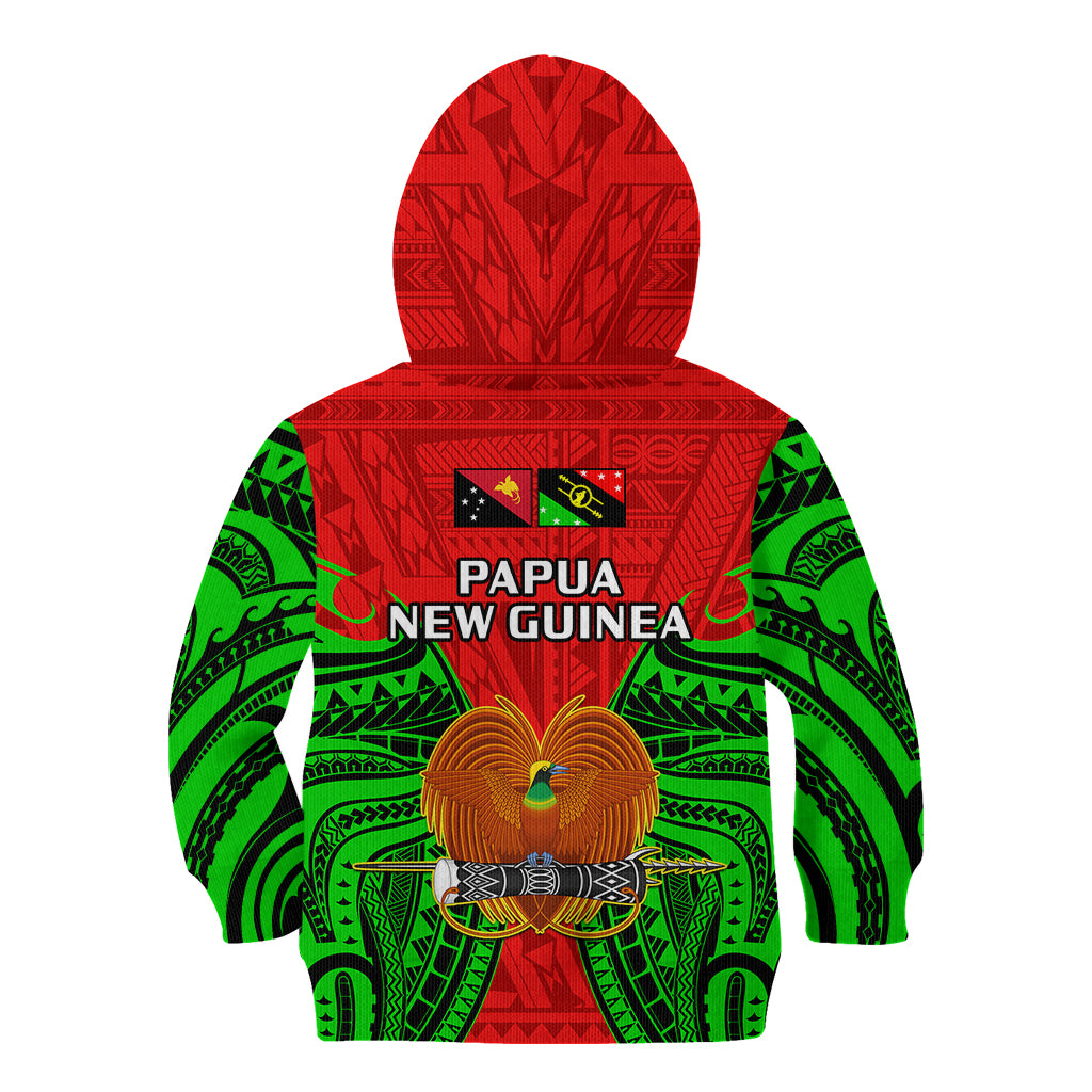 Papua New Guinea Kid Hoodie Southern Highlands Province Mix Coat Of Arms Polynesian Art LT14 Zip Hoodie Red - Polynesian Pride