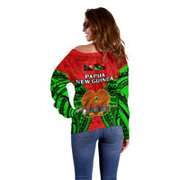 Papua New Guinea Off Shoulder Sweater Southern Highlands Province Mix Coat Of Arms Polynesian Art LT14 - Polynesian Pride