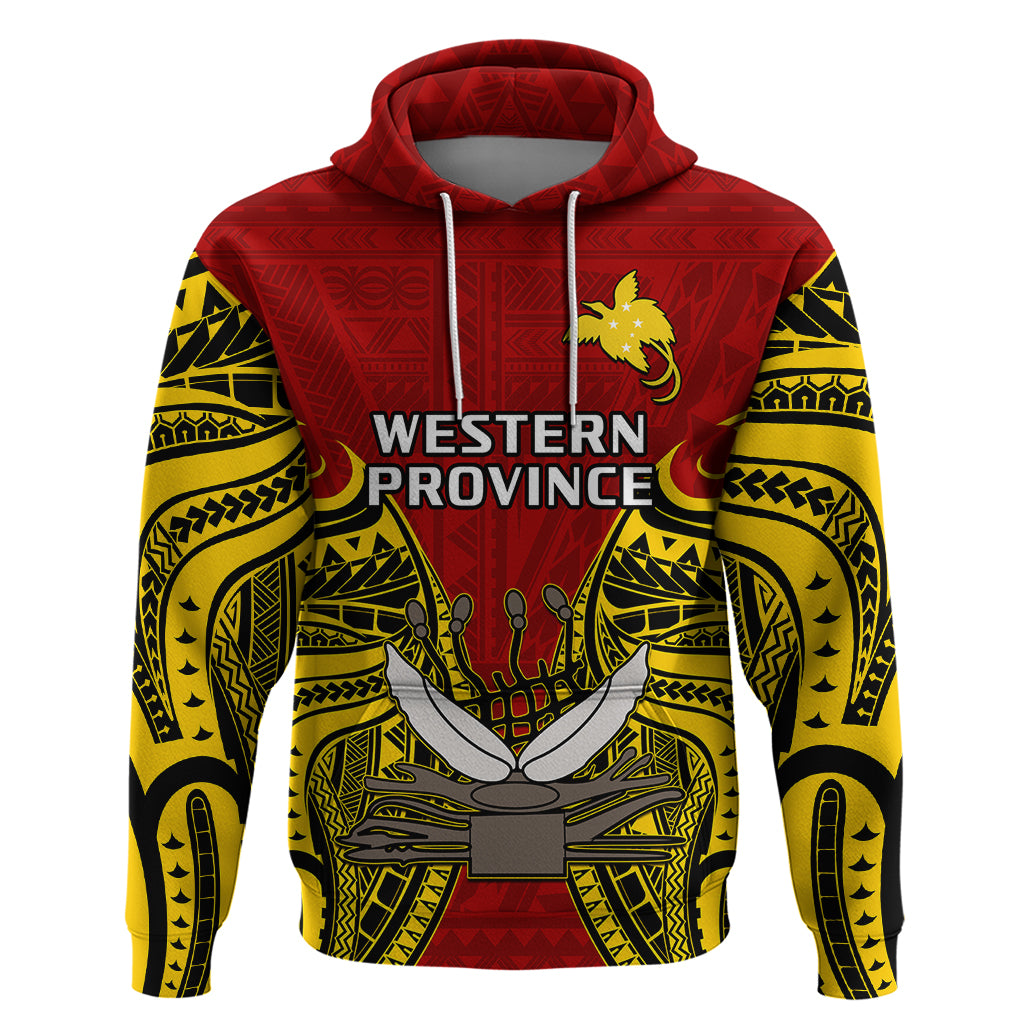 Papua New Guinea Hoodie Western Province Mix Coat of Arms Polynesian Art LT14 - Polynesian Pride