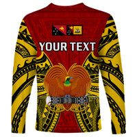 (Custom Personalised) Papua New Guinea Long Sleeve Shirt Western Province Mix Coat Of Arms Polynesian Art LT14 - Polynesian Pride