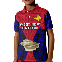 Papua New Guinea Kid Polo Shirt West New Britain Province Mix Coat Of Arms Polynesian Art LT14 Kid Red - Polynesian Pride