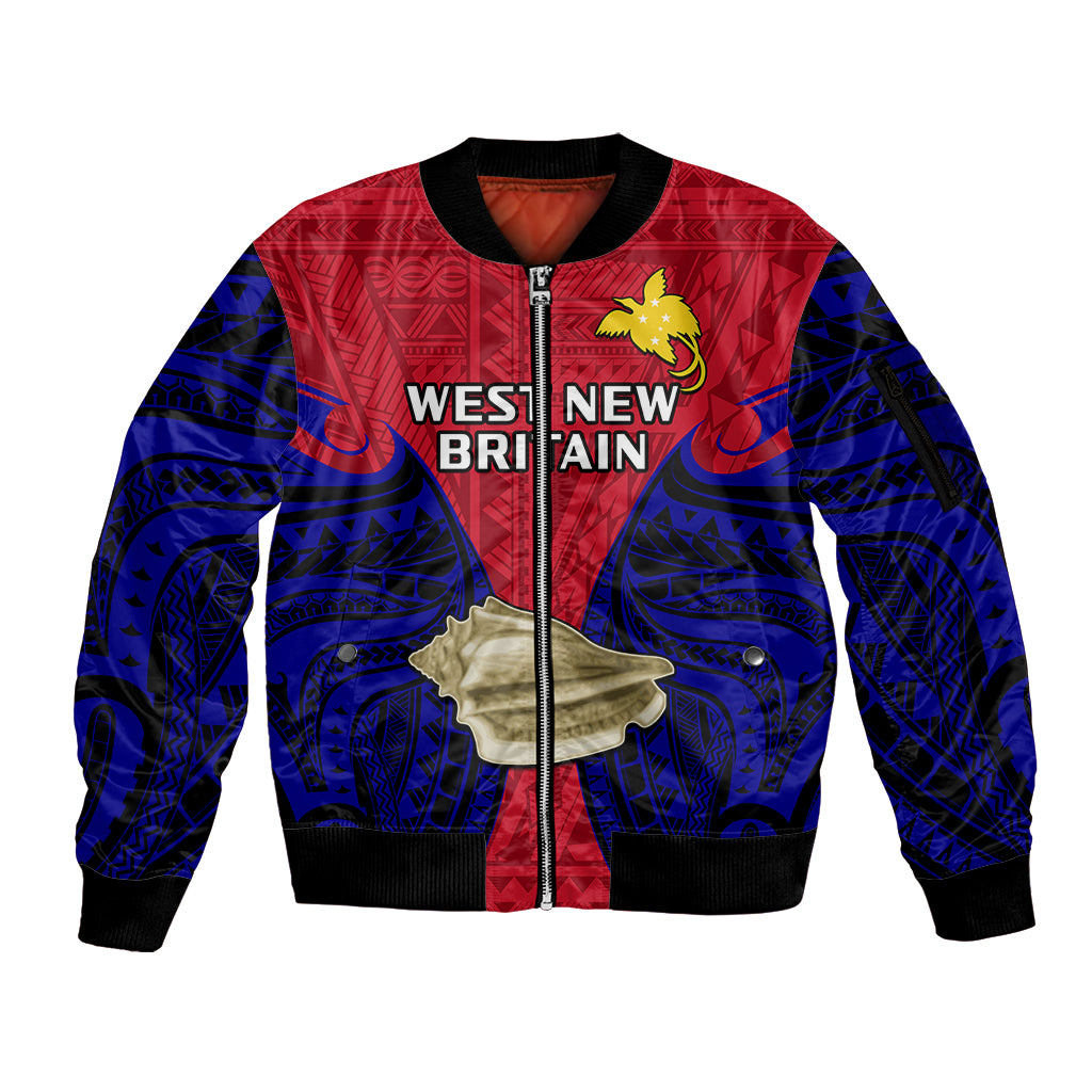 Papua New Guinea Sleeve Zip Bomber Jacket West New Britain Province Mix Coat Of Arms Polynesian Art LT14 Unisex Red - Polynesian Pride