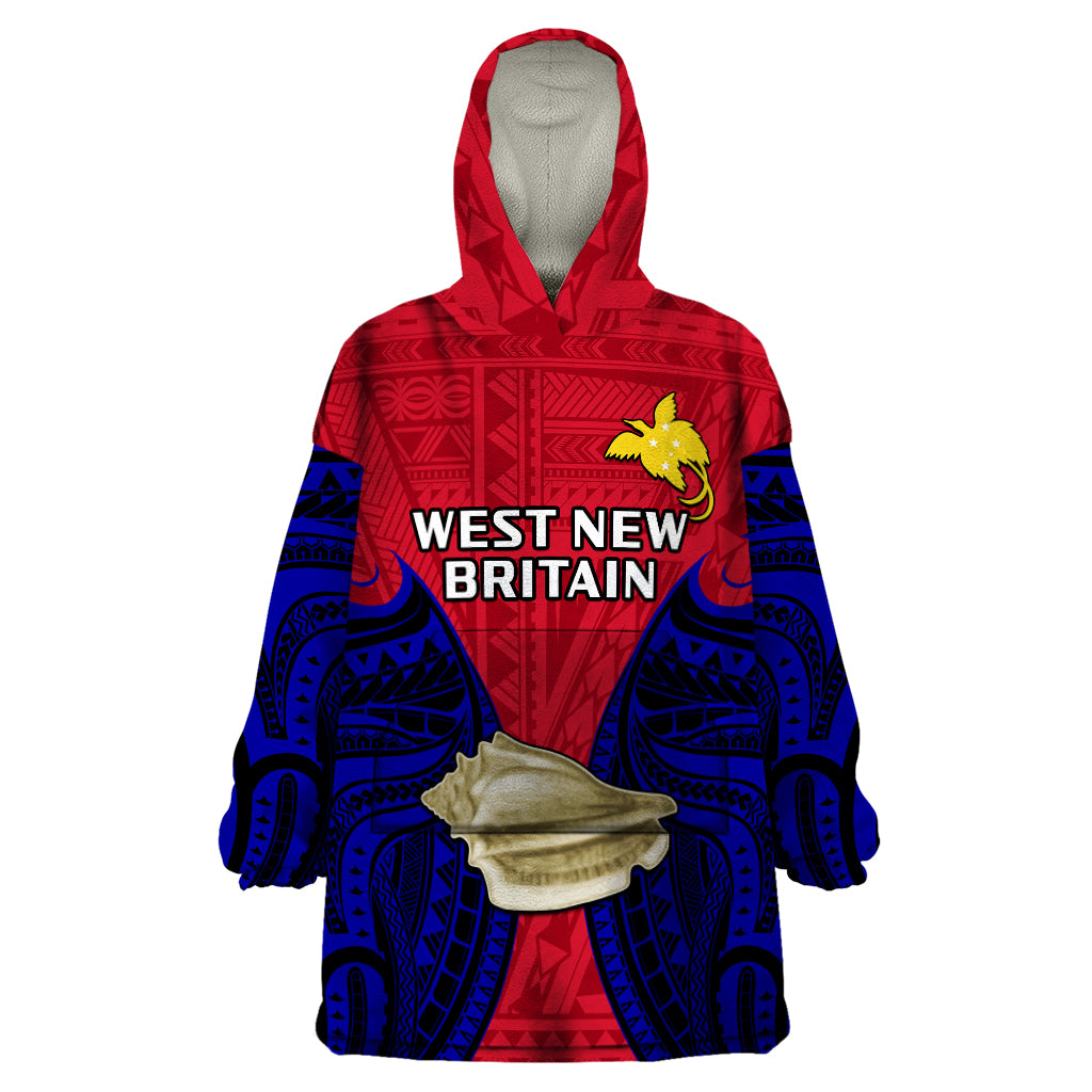 Papua New Guinea Wearable Blanket Hoodie West New Britain Province Mix Coat Of Arms Polynesian Art LT14 One Size Red - Polynesian Pride