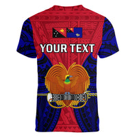 (Custom Personalised) Papua New Guinea Women V Neck T Shirt West New Britain Province Mix Coat Of Arms Polynesian Art LT14 - Polynesian Pride